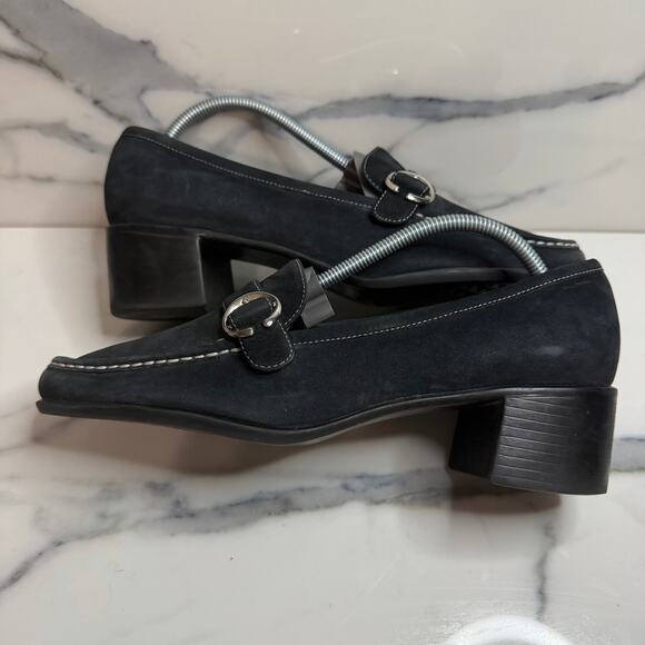 Aerosoles Women's Black Leather Career Leader Heeled Loafers Sz 8 Minimalist - Picture 6 of 7